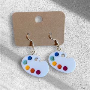 Artist Pallet Paint Art Theme Dangle Earrings Silver Tone Jewelry Gift NEW